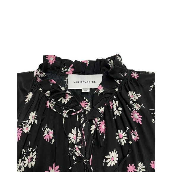 Les Revêries Tie-front Maxi Dress in Floral Print Silk - Picture 6 of 9